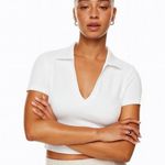 Aritzia Babaton Contour Polo Short Sleeve in White Photo 0