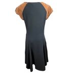 Ralph Lauren Lauren Black Dress with Perforated Suede Look Cap Sleeves M Photo 2