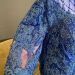 Women’s Blue Tea Length Corset Back Dress Matching Chiffon Jacket Size 22 **READ Blue Photo 4