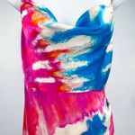 Retrofête Retrofete Silk Marlene Cotton Candy Maxi Slip Dress Tie Dye Print High Slit Photo 6
