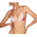 Beach Bunny Swimwear Tri Top Lady Lace Bikini Top Sz Medium Red White Stripes Photo 0