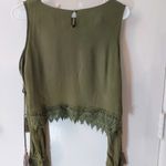 Lulus  Crochet Cold Shoulder Side Tie Top M Olive Green Boho Fairycore Festival Photo 3