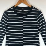 Paige  Womens XS Merino Wool‎ Blend Black White Striped Knit Sweater Long Sleeve Photo 6