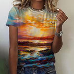 Sunset Ocean Graphic All Over Print T Photo 0