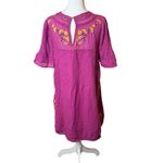 Free People  Perfectly Victorian Embroidered Mini Dress Size Medium Pink Boho Photo 7
