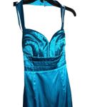 Arden B  Sweetheart Double Rope Halter Dress Tropical Turquoise Size 2 Satin Glam Photo 1