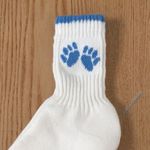 New 1 Pair of Womens Paw Print Ankle Socks White Blue Size 8.5 Photo 1