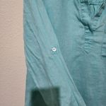 Cynthia Rowley  Linen Top Womens Size S Roll Tab  Sleeves Pockets Collared Blue Photo 6