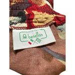 Benetton Floral Print Pant Sz 42 Elastic Waist 100% Cotton Made In Italy festive Red Photo 2