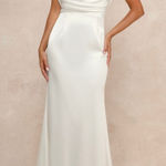 Lulus NWT Lovely Endearment White Satin Sleeveless Backless Maxi Dress L Wedding Photo 0