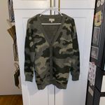 Lucky Brand Green Brown Camouflage Wool Blend Cardigan Fall Winter Boho Classic Photo 3
