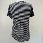 Chico's Chico’s Black with White Polka Dots & Stripes Short Sleeved Pocket Tee Size 1 M Photo 3