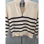 Elie Tahari  Striped Knit 1/4 Zip Pullover Sweater, Women's XS‎ Beige Black B11 Photo 1