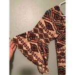 Adara Tribal Print Lace Bottom Short Flutter Sleeve Dress Size Medium Brown Photo 2