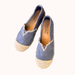 Coldwater Creek Walk With Me  Espadrille Platform Flats Blue Canvas Size 7.5 Coas Photo 1
