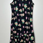 Vintage 90s 1990s Black floral slip dress medium lingerie negligee Photo 6