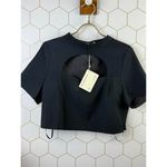 Pepper Mayo Black Short Sleeve Crop Top with Front Cutout Photo 4