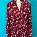 CAbi  Red Black Pink Long Sleeve Blouse & Midi A-Line Skirt Office Size 6 & M Photo 2