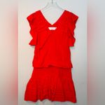 Victoria Beckham Bright Red Crinkle Parachute Drop Waist Mini Dress Photo 12