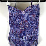Talbots One Piece Swimsuit Convertible Halter Blue Pink Paisley Print Size 10 Photo 0