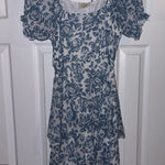 Blue & White Tiered Floral Maxi Dress Photo 0