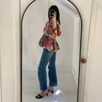 Kika Vargas Anemone Floral Scallop Edge Wrap Top in Multicolor Size S Yellow Photo 3