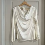 St. John ST. JOHN Satin Cowl Neck Liquid Cloud Long Sleeve Blouse Size 4 Photo 2