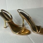 Nine West Women’s   Miami Heeled Gold Metallic Sandal Sz 6M 🍒 Photo 0