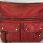 Fossil Morgan Large Zip Top Crossbody/Messenger Bag Real Red Leather READ Photo 1