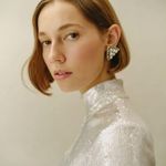 Reformation 💕💕 Talicia Sequin Mock Neck Maxi Dress ~ Silver Sparkle 6 NWT Photo 5