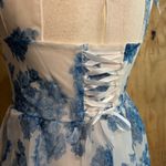 Sleeveless Chiffon Blue Floral Print Cocktail Party Corset Dress Sz M White Size M Photo 5