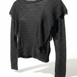 Zara Knit Black Italian Yarn Crochet Long Sleeve Top Ruffle Detail‎ M Size M Photo 0