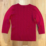 Only Mine Women’s Sweater Cashmere Cable Knit Crewneck Magenta Size Medium Pink Photo 2