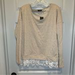 Verve Ami NWT Tan Knit Scoop Neck Lace Hem Blouse XL Photo 0