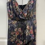 Monique Lhuillier ML Silver Floral Sequin Surplice Gown Size 4 US $595 Photo 2