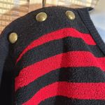 Vintage Amy Jess 1990s Y2K Red Black Striped Vneck Terrycloth Sweater Medium Photo 7