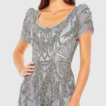 Mac Duggal 5434 Short Sleeve Beaded A-line Tea Length Dress Photo 3