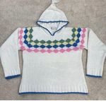 Energie  Y2K Chenille Diamond Pullover Hooded Sweater Size L Photo 0