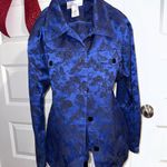 Susan Graver  Midnight Blue and Black Satin Brocade Jean Jacket Photo 3