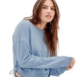 American Eagle Light Blue Cinch Waist Sweatshirt Size Medium Photo 0