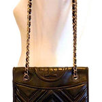 Tory Burch  Black Fleming Art Deco Diamond Quilted Crossbody Shoulder Bag Clutch Photo 0