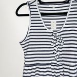 Maurice's  NWT White & Navy Blue Striped Lace Up Babydoll Tank Top Photo 4