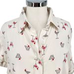 Japna  Martini Print White Button-Down Shirt Size Small NWT Photo 2
