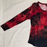Vera Wang Simply Vera  | Red & Black Floral Print Long Sleeve Top | Large Photo 3