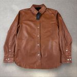 Rag and Bone  Jack Leather Button‎ Down Shirt Blouse Shacket Cognac Sz S NWT $795 Photo 6