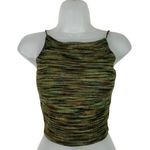 SheIn Muted Earthy Green Knit Open Back Lace Up Cropped Halter Tank Top Small S Photo 0