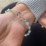 SPARKLE Letter Beaded Bracelet Aqua Blue & Clear Faceted AB Beads Photo 1