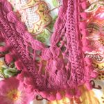 Monique Leshman š Floral Print Pom Pom Tunic Top š Fuchsia Pink Spring Yellow Photo 6