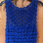Tadashi Shoji  Alana Crochet Knit Dress in Cobalt Blue w/ Nude Lining Size Medium Photo 11