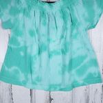 Bobi NWT  Gathered Scoop Neck Blue Splatter Tie Dye Top Women's Size Small Photo 4